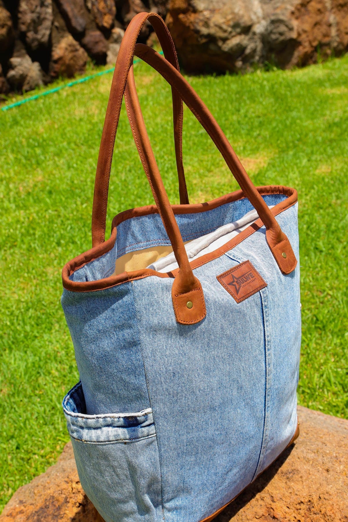 The Artisan Panel Tote — genuine leather, Sulwe Leathercraft (view 3)